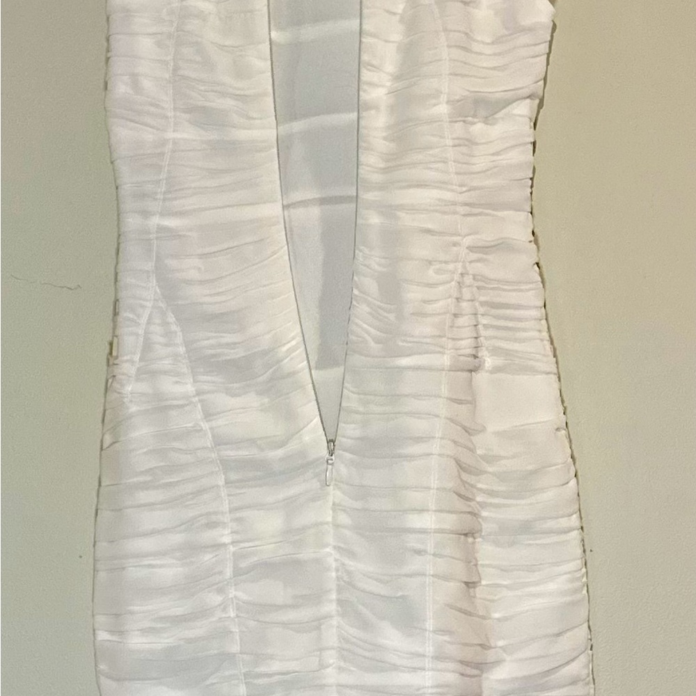 White Rouched Halter Sheath Dress - Picture 13 of 16